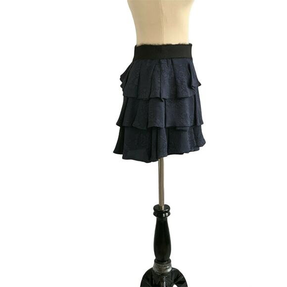 DEREK LAM 10 CROSSBY 100% SILK TIERED MINI SKIRT SIZE 0 - Picture 7 of 8